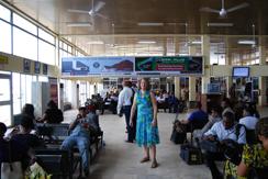Dr Susanna J Dodgson, publisher of MJoTA sites, in the airport in Enogu, Nigeria, which was part of Biafra, on the day that the President of Biafra was buried in Mar 2012. Biafra pages click on picture